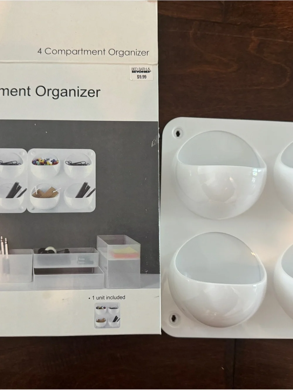 4-Compartment Organizer featuring four half-sphere flip-out or drop pockets